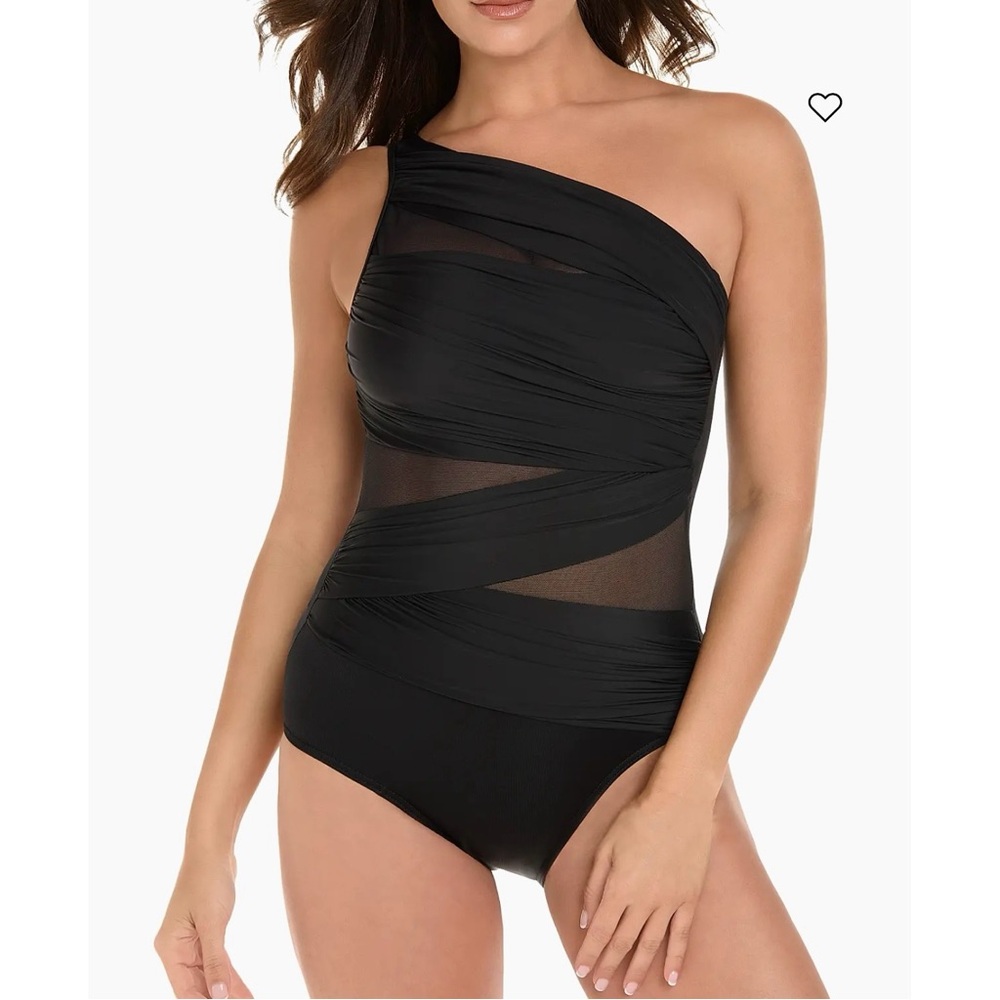 MIRACLESUIT Network Jena One Shoulder One-Piece Mesh Swimsuit Black Sheer 16